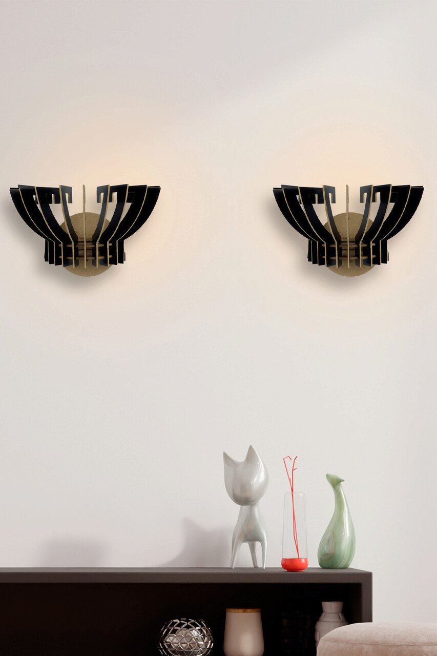 Aplica de perete, Opviq, 390FLH2124, Negru - imagine 3